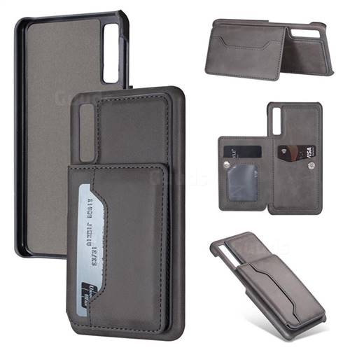 Luxury Magnetic Double Buckle Leather Phone Case for Samsung Galaxy A7 (2018) A750 - Gray
