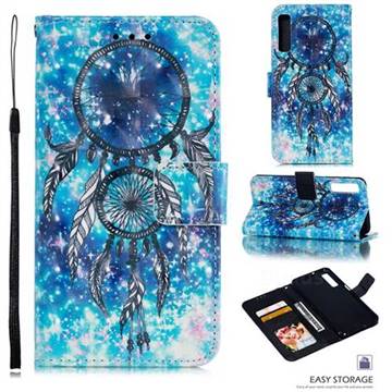 Blue Wind Chime 3D Painted Leather Phone Wallet Case for Samsung Galaxy A7 (2018) A750
