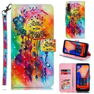 Flower Wind Chimes 3D Painted Leather Phone Wallet Case for Samsung Galaxy A7 (2018) A750