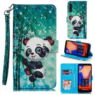 Cute Panda 3D Painted Leather Phone Wallet Case for Samsung Galaxy A7 (2018) A750