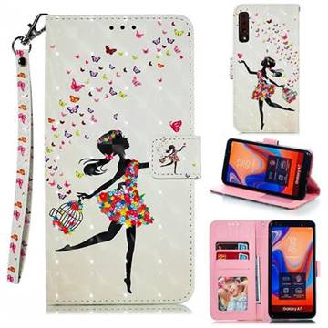 Flower Girl 3D Painted Leather Phone Wallet Case for Samsung Galaxy A7 (2018) A750