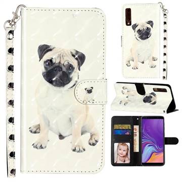 Pug Dog 3D Leather Phone Holster Wallet Case for Samsung Galaxy A7 (2018) A750
