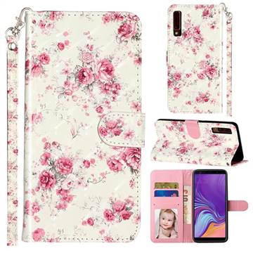 Rambler Rose Flower 3D Leather Phone Holster Wallet Case for Samsung Galaxy A7 (2018) A750