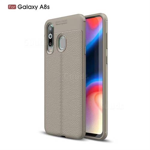 Luxury Auto Focus Litchi Texture Silicone TPU Back Cover for Samsung Galaxy A8s - Gray