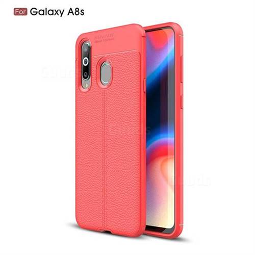 Luxury Auto Focus Litchi Texture Silicone TPU Back Cover for Samsung Galaxy A8s - Red