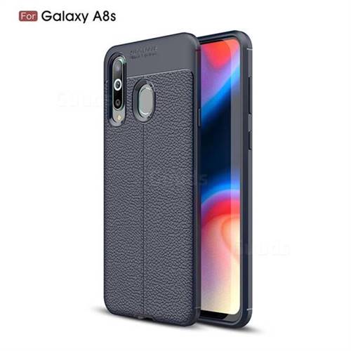 Luxury Auto Focus Litchi Texture Silicone TPU Back Cover for Samsung Galaxy A8s - Dark Blue