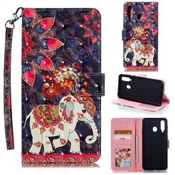Phoenix Elephant 3D Painted Leather Phone Wallet Case for Samsung Galaxy A8s