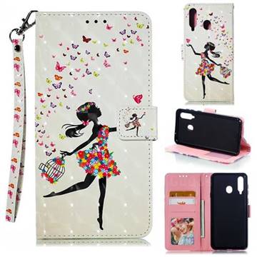 Flower Girl 3D Painted Leather Phone Wallet Case for Samsung Galaxy A8s