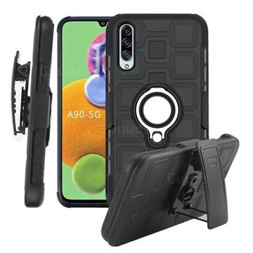 3 in 1 PC + Silicone Leather Phone Case for Samsung Galaxy A90 5G - Black