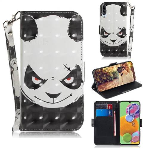 Angry Bear 3D Painted Leather Wallet Phone Case for Samsung Galaxy A90 5G