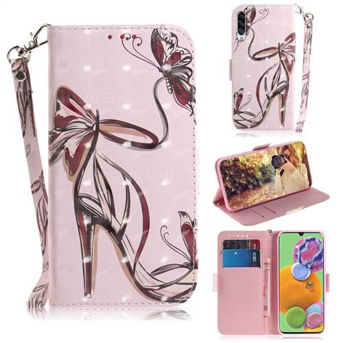 Butterfly High Heels 3D Painted Leather Wallet Phone Case for Samsung Galaxy A90 5G