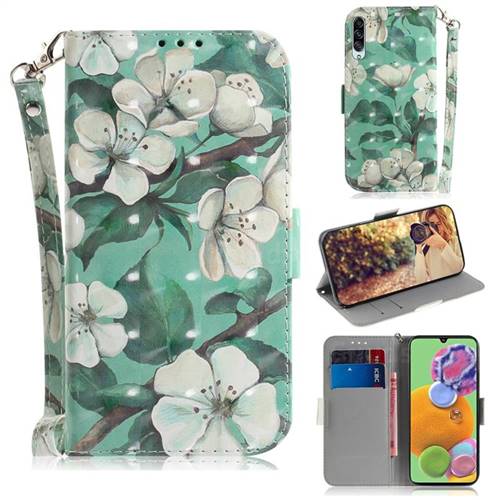 Watercolor Flower 3D Painted Leather Wallet Phone Case for Samsung Galaxy A90 5G