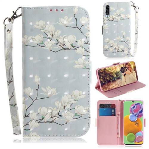 Magnolia Flower 3D Painted Leather Wallet Phone Case for Samsung Galaxy A90 5G