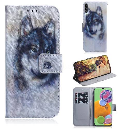 Snow Wolf PU Leather Wallet Case for Samsung Galaxy A90 5G