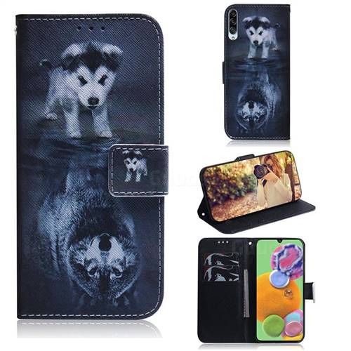 Wolf and Dog PU Leather Wallet Case for Samsung Galaxy A90 5G