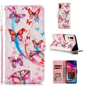 Ribbon Flying Butterfly 3D Painted Leather Phone Wallet Case for Samsung Galaxy A90 5G