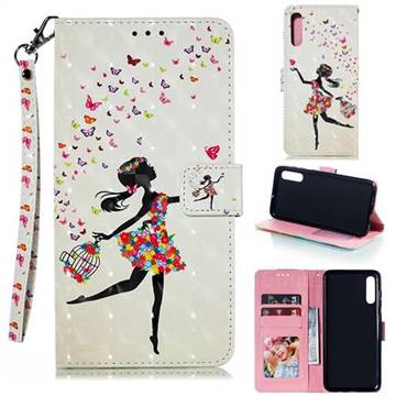 Flower Girl 3D Painted Leather Phone Wallet Case for Samsung Galaxy A90 5G
