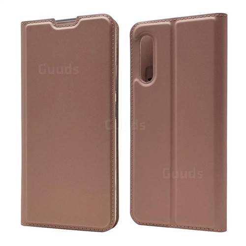 Ultra Slim Card Magnetic Automatic Suction Leather Wallet Case for Samsung Galaxy A90 5G - Rose Gold