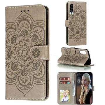 Intricate Embossing Datura Solar Leather Wallet Case for Samsung Galaxy A90 5G - Gray
