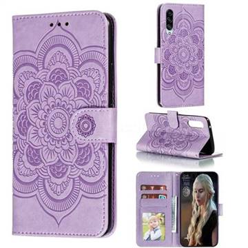 Intricate Embossing Datura Solar Leather Wallet Case for Samsung Galaxy A90 5G - Purple