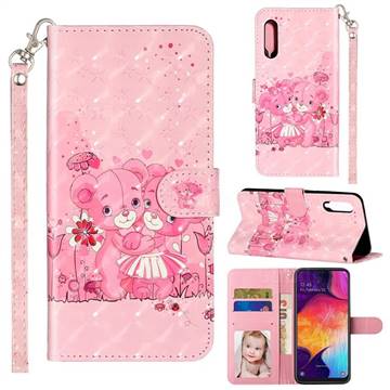 Pink Bear 3D Leather Phone Holster Wallet Case for Samsung Galaxy A90 5G