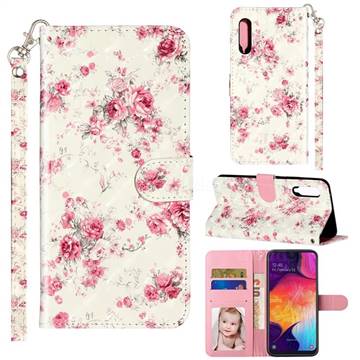 Rambler Rose Flower 3D Leather Phone Holster Wallet Case for Samsung Galaxy A90 5G