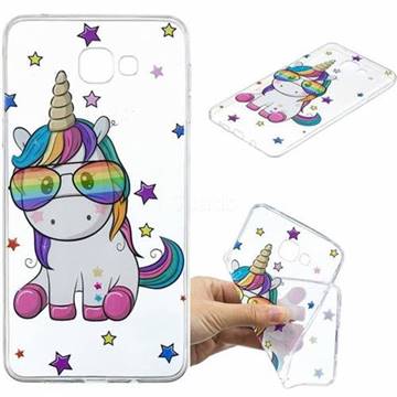 Glasses Unicorn Clear Varnish Soft Phone Back Cover for Samsung Galaxy A9 (2018) / A9 Star Pro / A9s