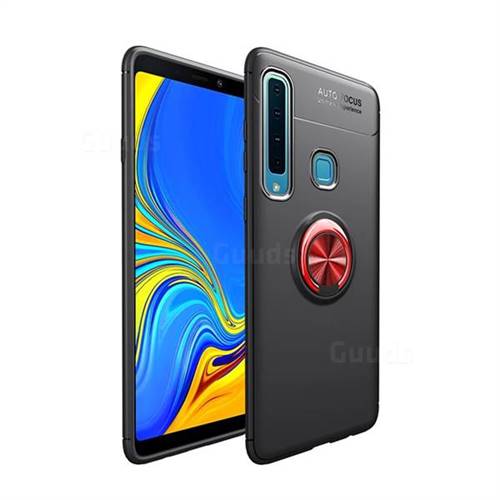 Auto Focus Invisible Ring Holder Soft Phone Case for Samsung Galaxy A9 (2018) / A9 Star Pro / A9s - Black Red
