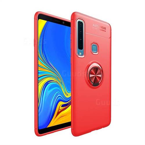 Auto Focus Invisible Ring Holder Soft Phone Case for Samsung Galaxy A9 (2018) / A9 Star Pro / A9s - Red