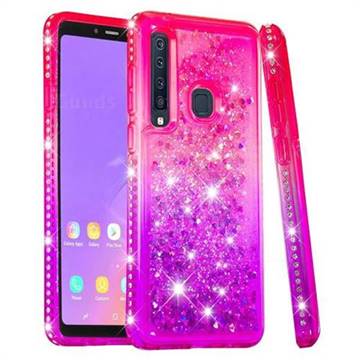Diamond Frame Liquid Glitter Quicksand Sequins Phone Case for Samsung Galaxy A9 (2018) / A9 Star Pro / A9s - Pink Purple