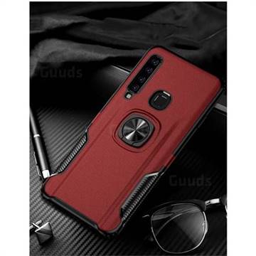 Knight Armor Anti Drop PC + Silicone Invisible Ring Holder Phone Cover for Samsung Galaxy A9 (2018) / A9 Star Pro / A9s - Red