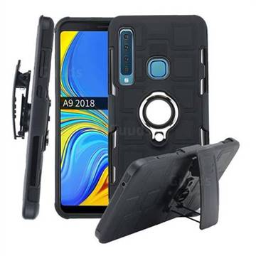 3 in 1 PC + Silicone Leather Phone Case for Samsung Galaxy A9 (2018) / A9 Star Pro / A9s - Black