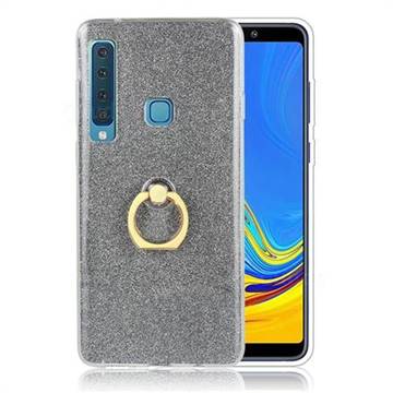 Luxury Soft TPU Glitter Back Ring Cover with 360 Rotate Finger Holder Buckle for Samsung Galaxy A9 (2018) / A9 Star Pro / A9s - Black