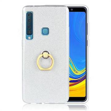 Luxury Soft TPU Glitter Back Ring Cover with 360 Rotate Finger Holder Buckle for Samsung Galaxy A9 (2018) / A9 Star Pro / A9s - White
