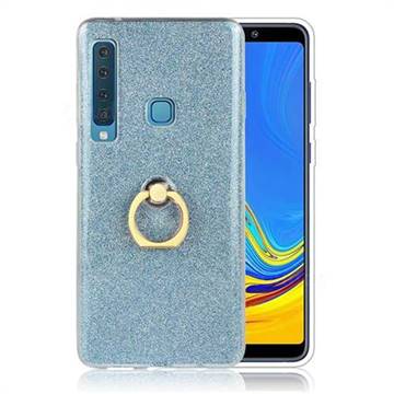 Luxury Soft TPU Glitter Back Ring Cover with 360 Rotate Finger Holder Buckle for Samsung Galaxy A9 (2018) / A9 Star Pro / A9s - Blue
