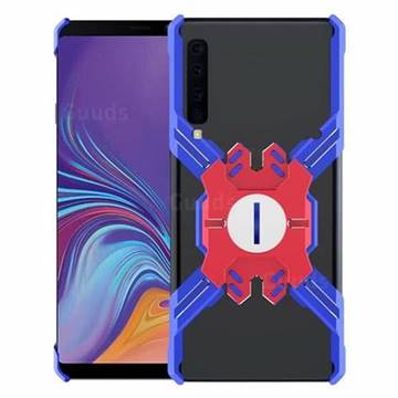 Heroes All Metal Frame Coin Kickstand Car Magnetic Bumper Phone Case for Samsung Galaxy A9 (2018) / A9 Star Pro / A9s - Blue