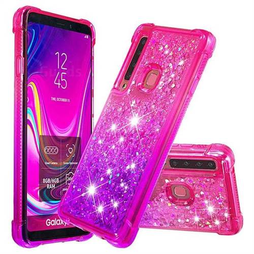 Rainbow Gradient Liquid Glitter Quicksand Sequins Phone Case for Samsung Galaxy A9 (2018) / A9 Star Pro / A9s - Pink Purple