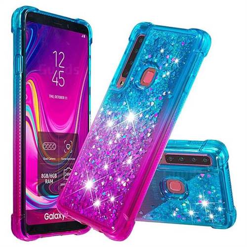 Rainbow Gradient Liquid Glitter Quicksand Sequins Phone Case for Samsung Galaxy A9 (2018) / A9 Star Pro / A9s - Blue Purple