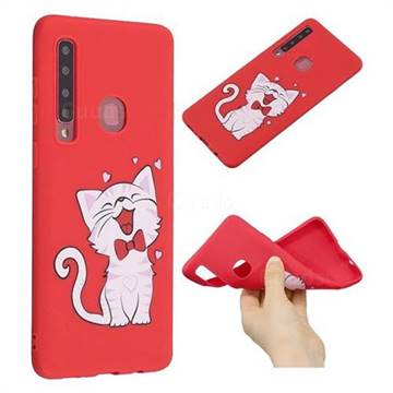 Happy Bow Cat Anti-fall Frosted Relief Soft TPU Back Cover for Samsung Galaxy A9 (2018) / A9 Star Pro / A9s