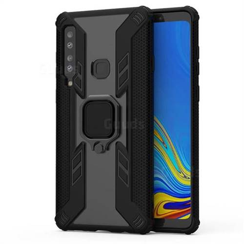 Predator Armor Metal Ring Grip Shockproof Dual Layer Rugged Hard Cover for Samsung Galaxy A9 (2018) / A9 Star Pro / A9s - Black
