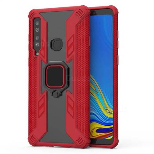 Predator Armor Metal Ring Grip Shockproof Dual Layer Rugged Hard Cover for Samsung Galaxy A9 (2018) / A9 Star Pro / A9s - Red