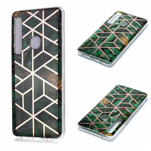 Green Rhombus Galvanized Rose Gold Marble Phone Back Cover for Samsung Galaxy A9 (2018) / A9 Star Pro / A9s