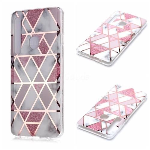 Pink Rhombus Galvanized Rose Gold Marble Phone Back Cover for Samsung Galaxy A9 (2018) / A9 Star Pro / A9s