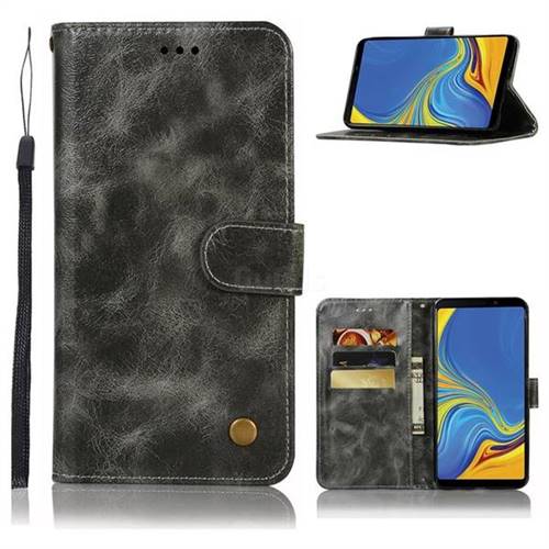 Luxury Retro Leather Wallet Case for Samsung Galaxy A9 (2018) / A9 Star Pro / A9s - Gray