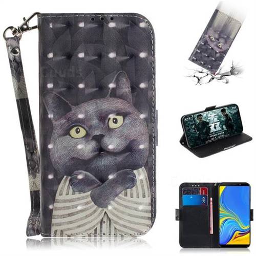 Cat Embrace 3D Painted Leather Wallet Phone Case for Samsung Galaxy A9 (2018) / A9 Star Pro / A9s