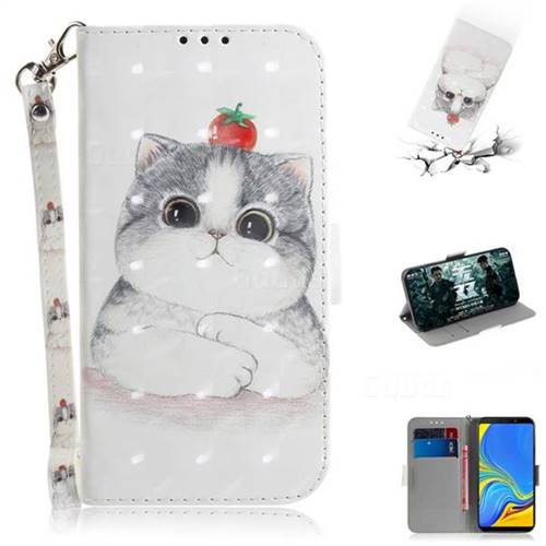 Cute Tomato Cat 3D Painted Leather Wallet Phone Case for Samsung Galaxy A9 (2018) / A9 Star Pro / A9s
