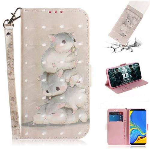 Three Squirrels 3D Painted Leather Wallet Phone Case for Samsung Galaxy A9 (2018) / A9 Star Pro / A9s