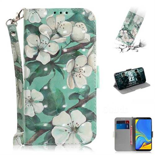 Watercolor Flower 3D Painted Leather Wallet Phone Case for Samsung Galaxy A9 (2018) / A9 Star Pro / A9s