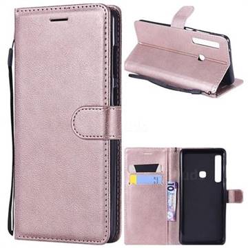 Retro Greek Classic Smooth PU Leather Wallet Phone Case for Samsung Galaxy A9 (2018) / A9 Star Pro / A9s - Rose Gold