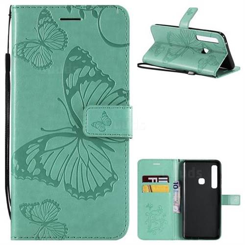 Embossing 3D Butterfly Leather Wallet Case for Samsung Galaxy A9 (2018) / A9 Star Pro / A9s - Green